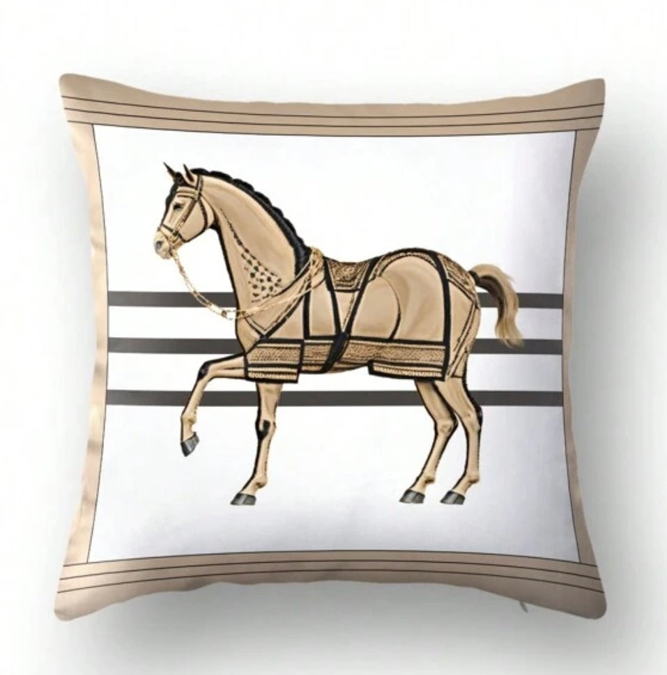 Gold Horse Throw Cushion.