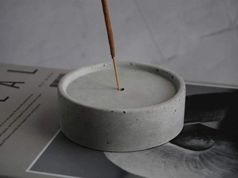 Concrete Incense Holder Handmade Round Design