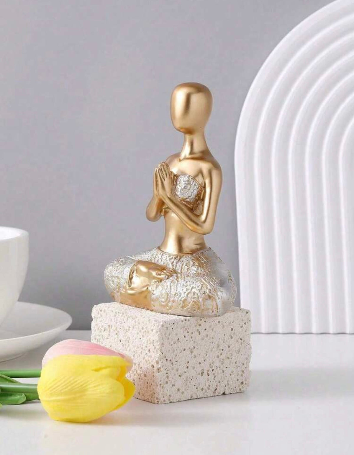 Gold and Silver Yoga Figurine | Hands Together